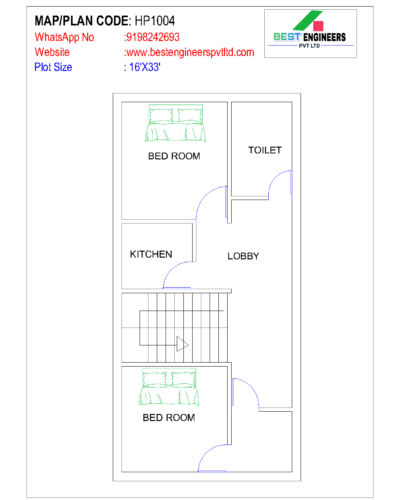 Modern 16x33 House Plan: Smart Living in 528 Sq. Ft